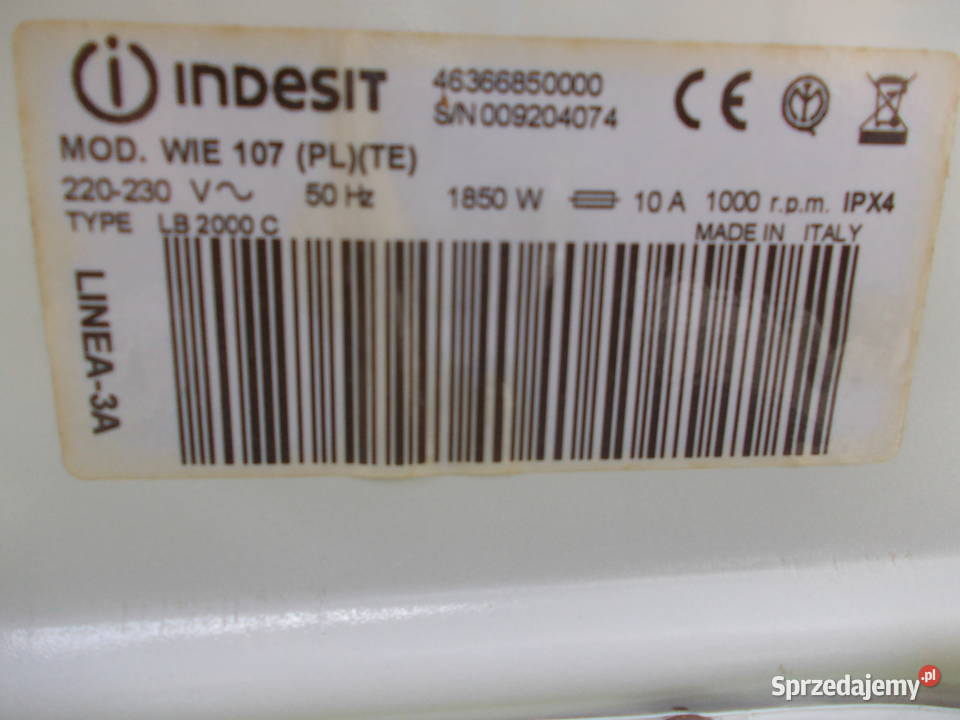 pralka Indesit WIE 107 uszkodzona Dęblin