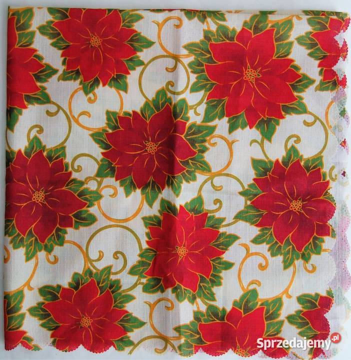 Kwadratowy obrus świąteczny gwiazda betlejemska wielokolorowy