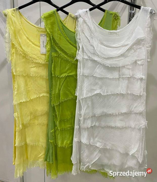 Sukienka mini jedwab naturalny falbany 5 kolory Białystok sprzedam