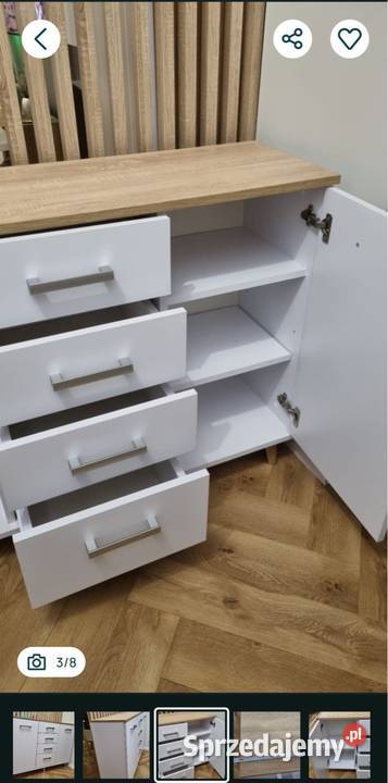Biała komoda z szufladami i półkami Tychy sprzedam