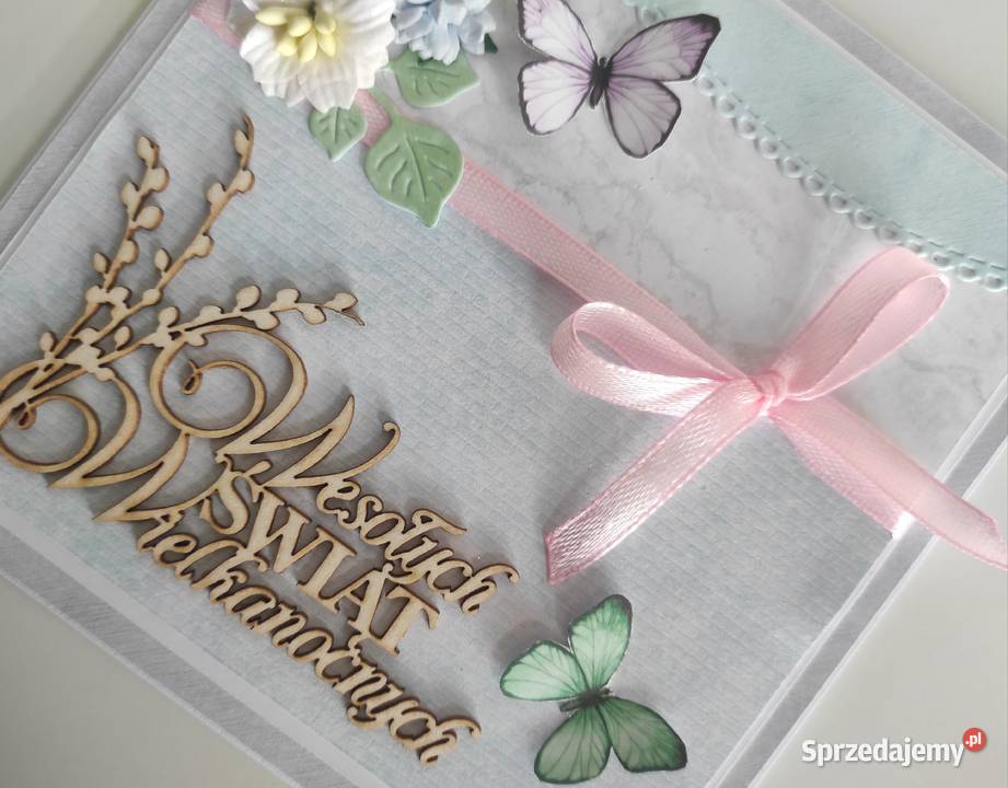 Kartka ręcznie robiona wielkanocna handmade 2 Łódź