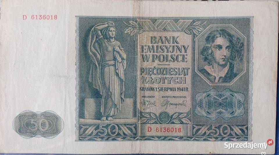 50 Złotych Kraków 1941 r ser D Numizmatyka Konin