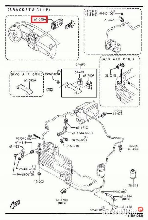 PRZYCISK KLIMATYZACJI MAZDA 323F 9610 NOWY ORYG osobowe Panele sterowania, przełączniki