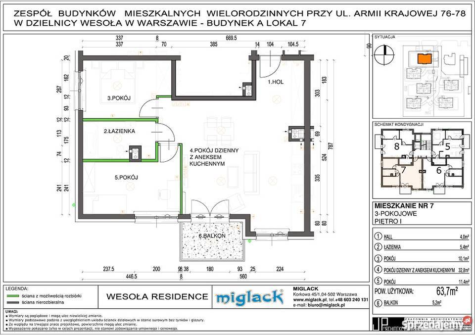 3 pokoje 64m2 Warszawa Wesoła Armii Krajowej