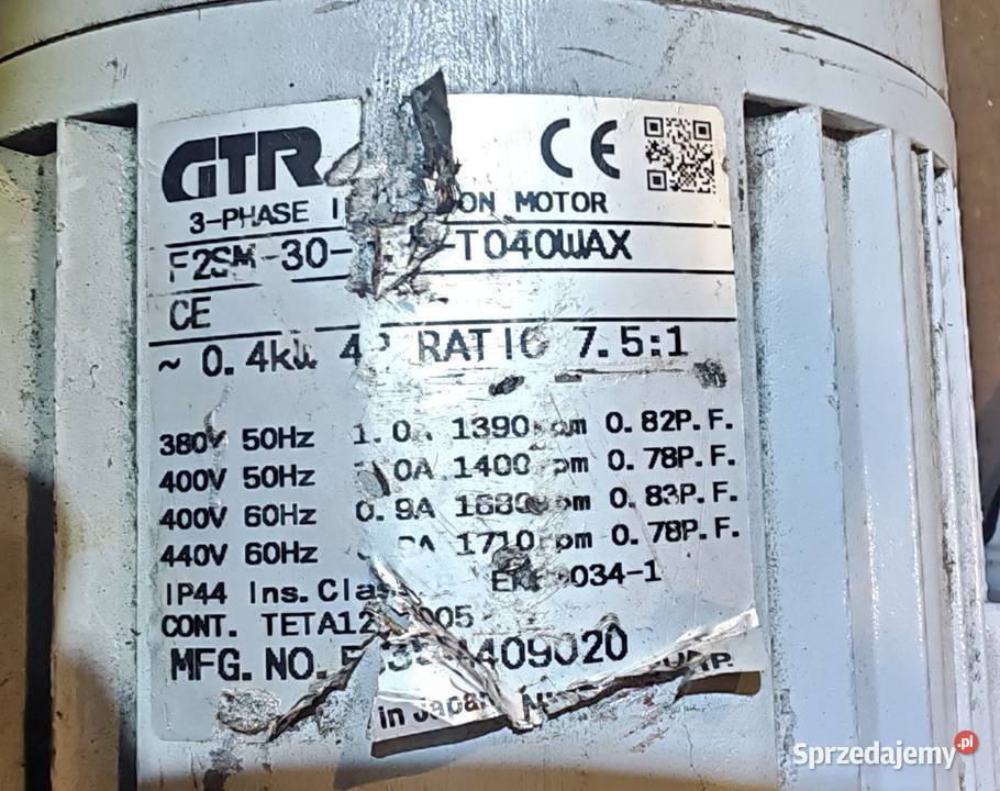 Motoreduktor 04kW 187 obrmin 400 230V Japoński mazowieckie Żyrardów sprzedam