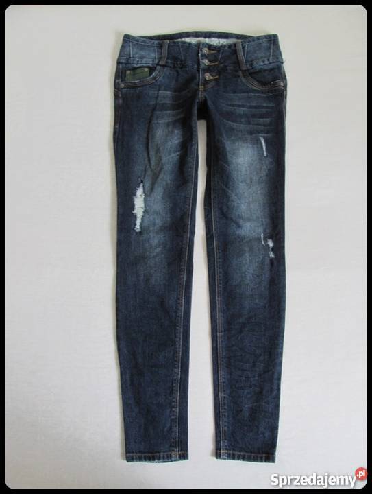 RAINBOW spodnie jeansowe z przetarciami 38 M Płock