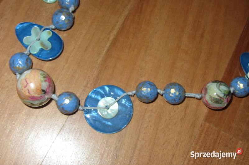 Korale naszyjnik odcienie błękitu złota różu Warszawa