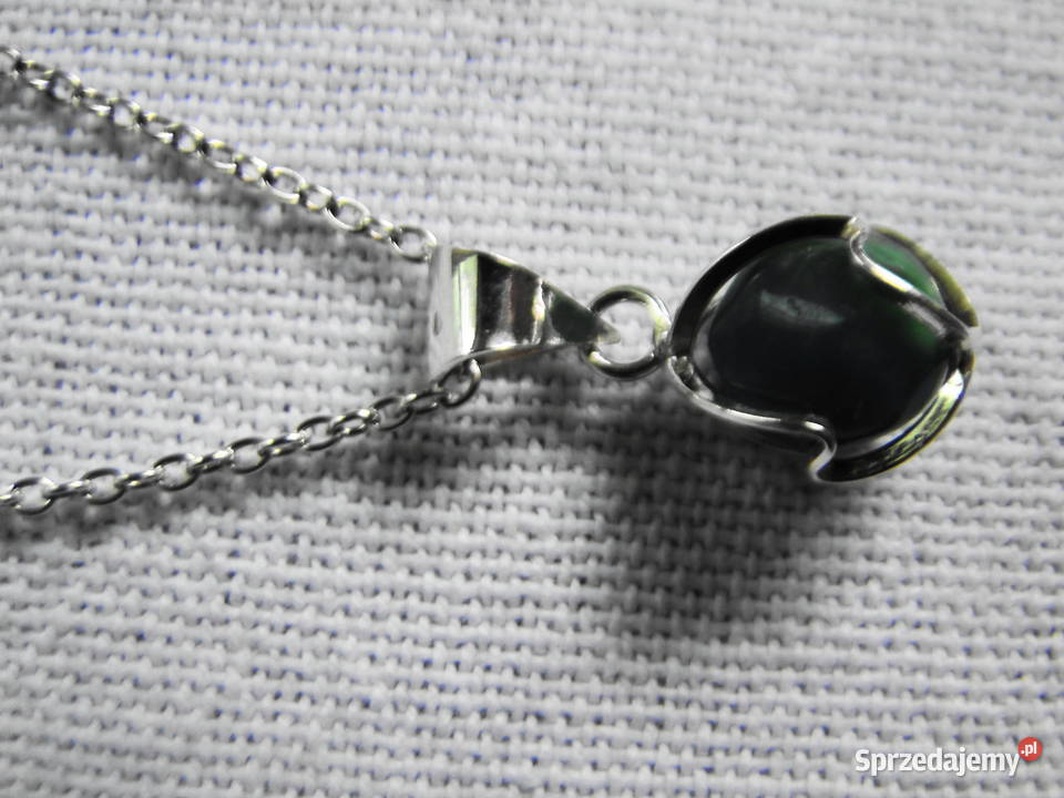 Naszyjnik srebro i zielony jadeit Warszawa