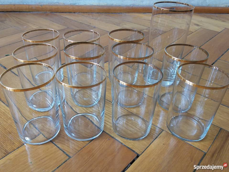 Szklanki z pozłotą ze złotym szlaczkiem Akcesoria kuchenne mazowieckie Warszawa