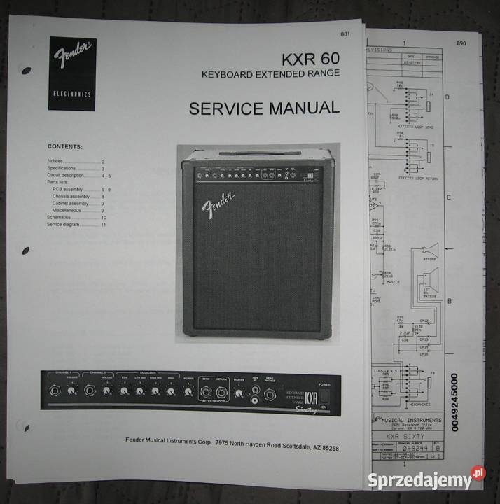 Fender KXR 60 Service Manual instrukcja pomorskie Kępice