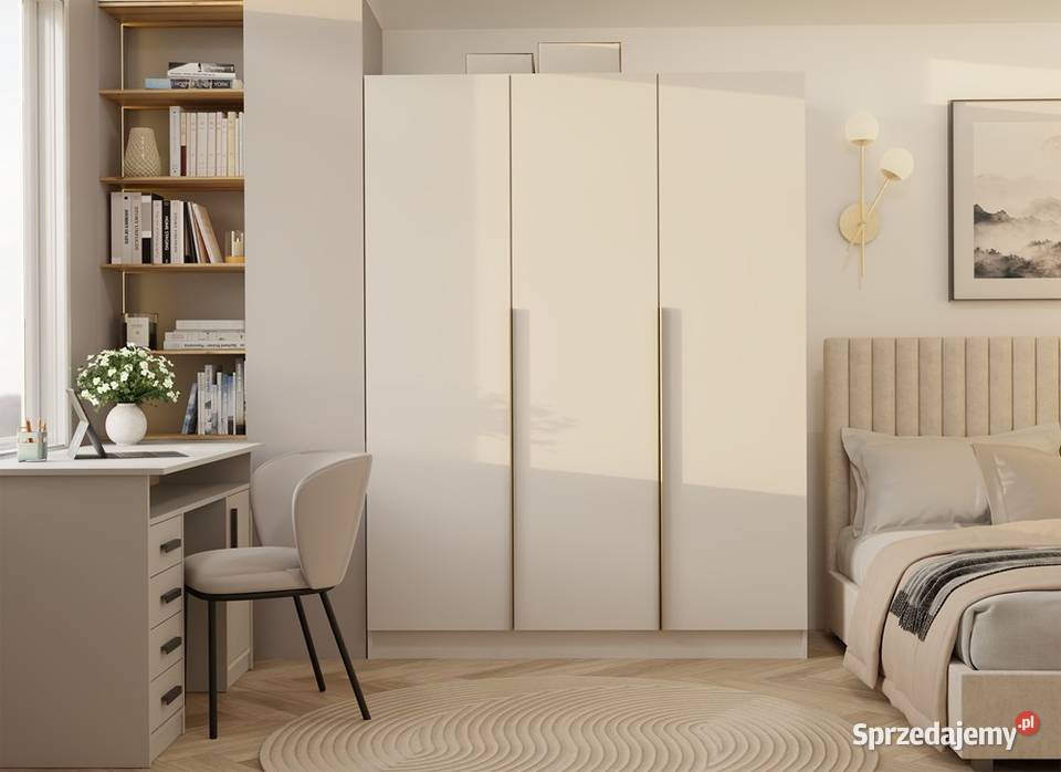 Szafa SENSO 3D 150 3 drzwi złote uchwyty