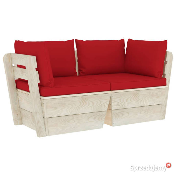 Ogrodowa sofa 2osobowa z palet z poduszkami Zestawy mebli ogrodowych Warszawa