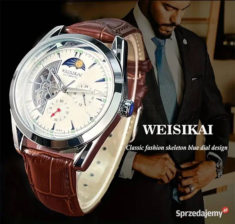 Stylowy NOWY elegancki męski zegarek z Mechanizm