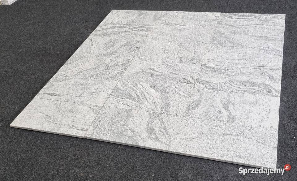Płytki granit Viscount White płomieniowane taras dolnośląskie Bielawa