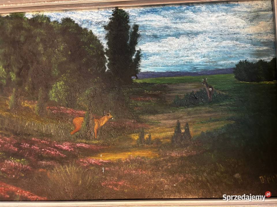 Obraz malowany na płótnie srebrna rama sarny Siedlisko