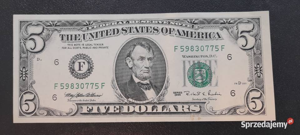 5 dolarów 1985 UNC Warszawa