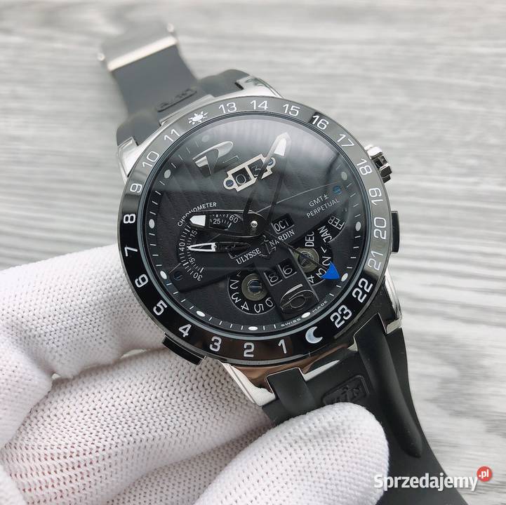 Czarny automatyczny męski zegarek Ulysse Nardin Męskie Warszawa