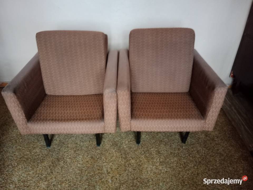 Para Foteli Klubowych PRL lata 70 Do Renowacji Fotele Dom i Ogród śląskie