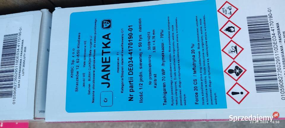 Nasiona buraka cukrowego janetka hunor Rolnictwo Turobin