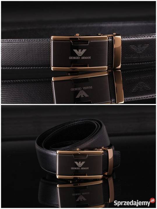 Giorgio Armani skórzany pasek klamra automat Galanteria i dodatki Gubin