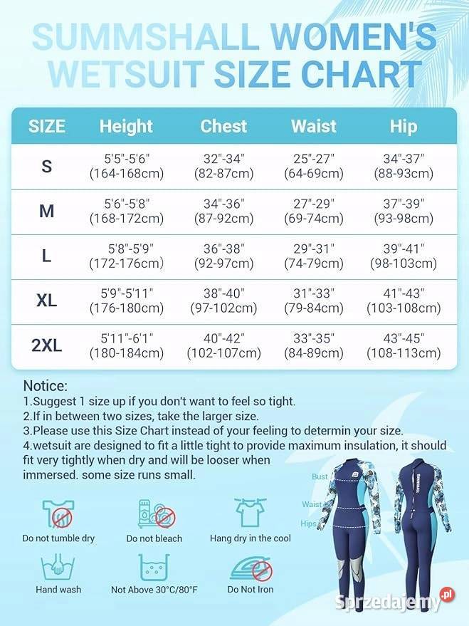 Damski kombinezon z neoprenu 3 2 mm Rozmiar S mazowieckie Myszyniec
