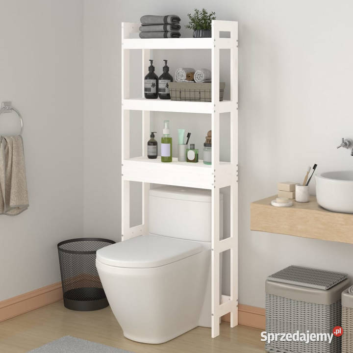 Półka łazienkowa biała 63x26x171 lite drewno Warszawa