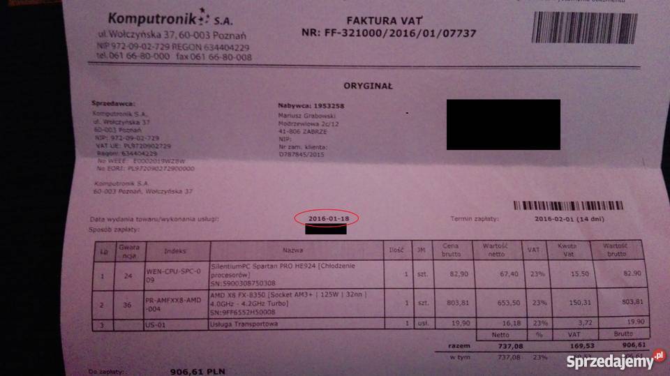 Procesor AMD FX8350 BOX Procesory Zabrze