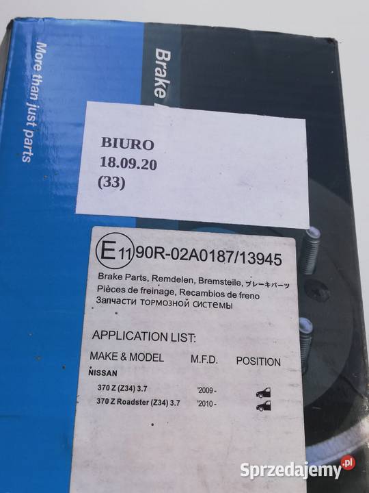 KLOCKI HAMULCOWE TYLNE KAVO KBP6581 NISSAN 370Z osobowe Nowy Tomyśl sprzedam