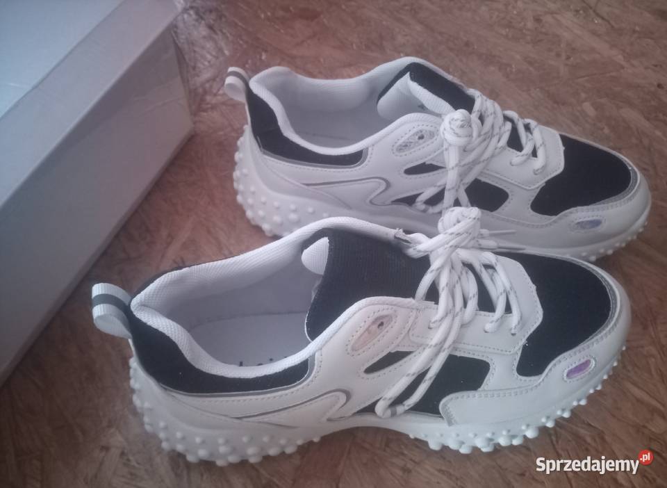 Buty damskie biało czarne obuwie sportowe biały Łask