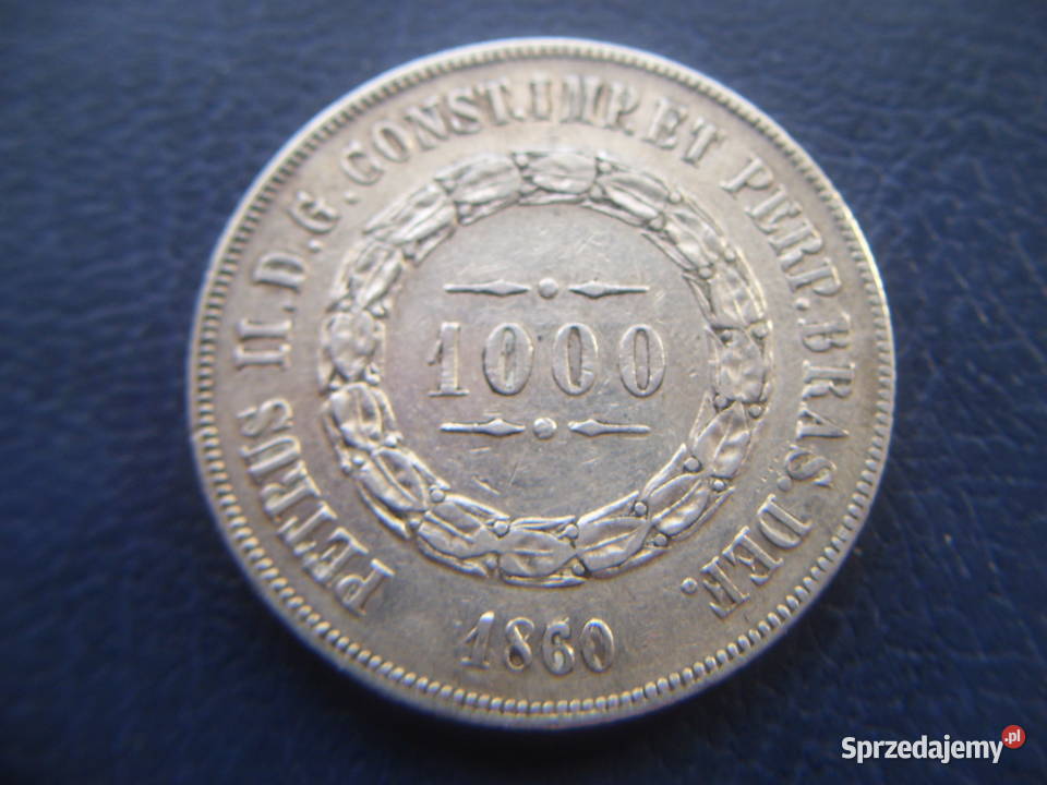 Stare monety 1000 realów 1860 Brazylia srebro podkarpackie sprzedam