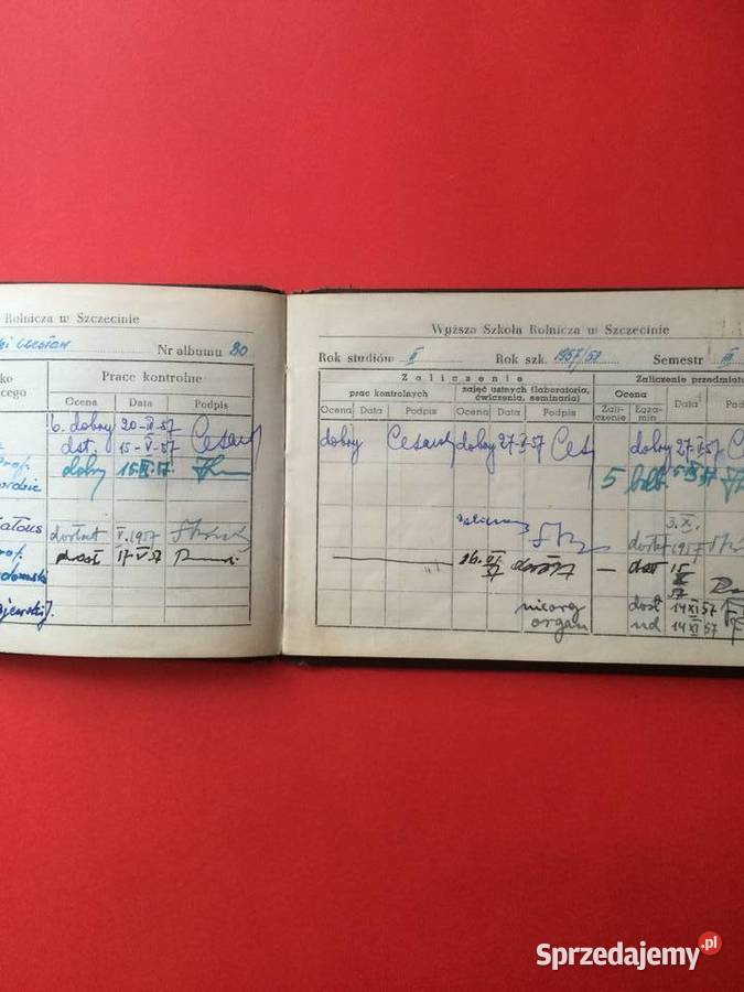 1589 Indeks Wyższej Szkoły Rolniczej Szczecin