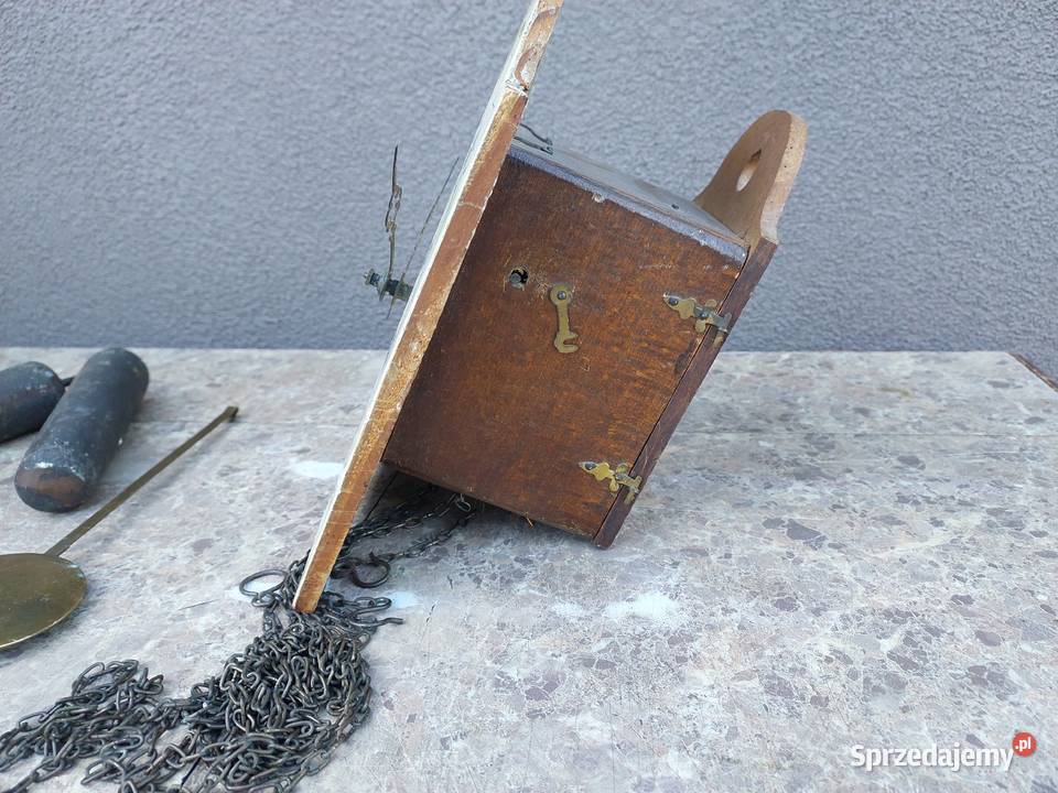 Stary ludowy zegar ścienny łańcuchowy szwarcwald Tczew