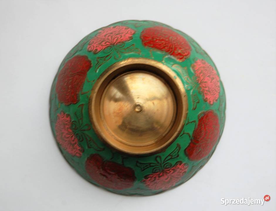 Miska patera mosiężna indyjska zielona emalia Lublin sprzedam