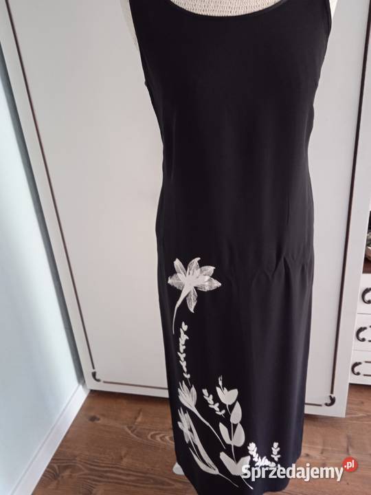 CZARNA DŁUGA SEXY SUKNIA Z ŻORŻETY LAURA ASHLEY Piła