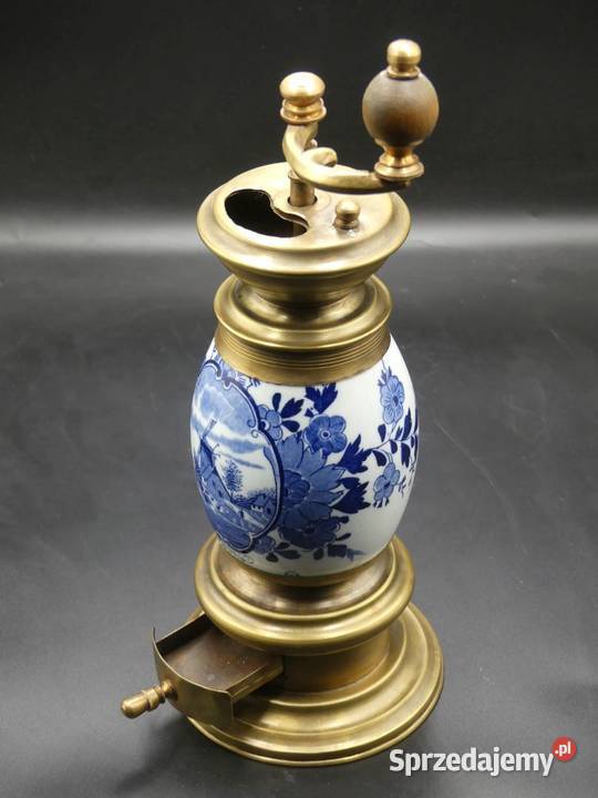 Piękny młynek do kawy porcelana i mosiądz wielkopolskie Poznań sprzedam