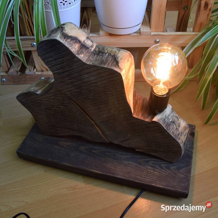 Lampa z plastra drewna loft japandi wabisabi 1 Malbork