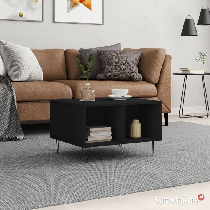 Stolik kawowy czarny 60x50x365 materiał Warszawa