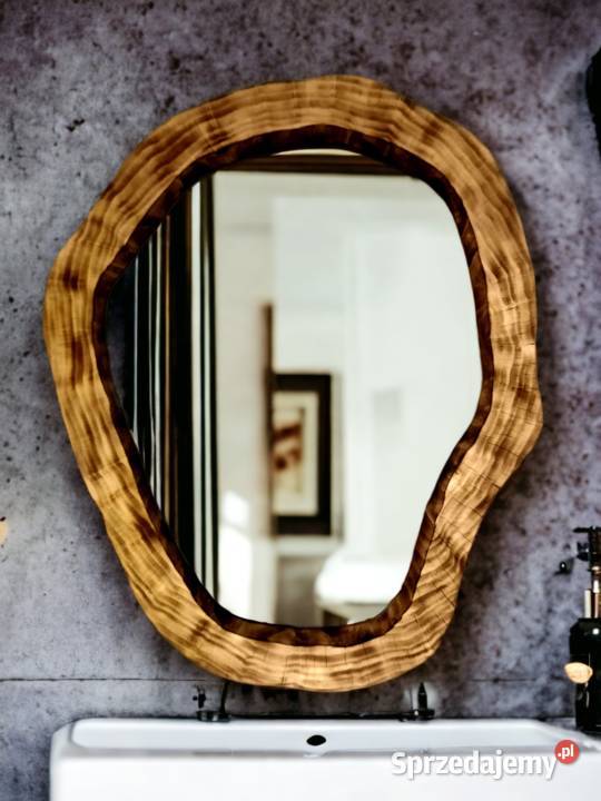 Lustro dekoracyjne okrągłe drewno naturalne Rzeszów