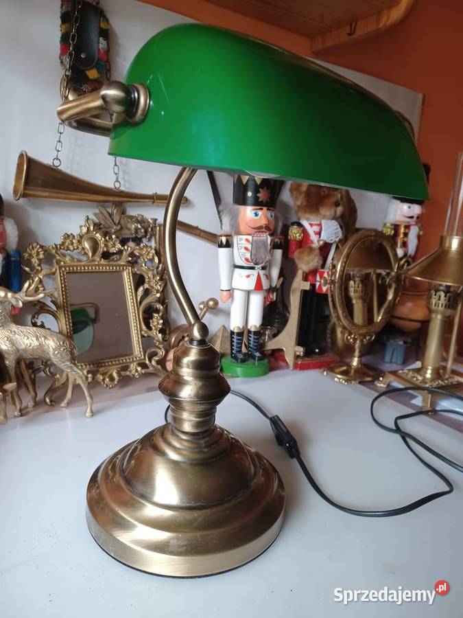 Bankierka lampa stołowa mosiądz szkło Lampki biurkowe Poznań