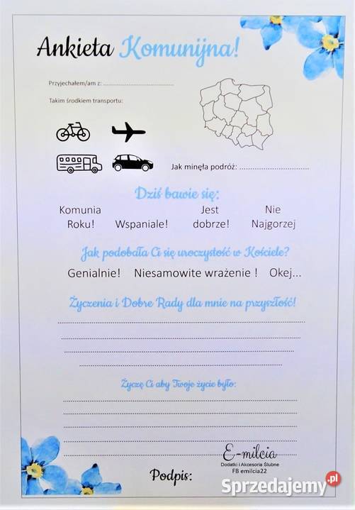 Papeteria Dodatki Komunijne Ankiety Ankieta lubuskie Zielona Góra