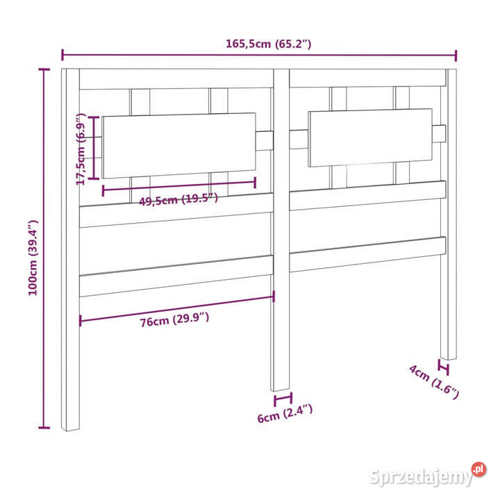 Wezgłowie łóżka czarne 1655x4x100 lite drewno sprzedam