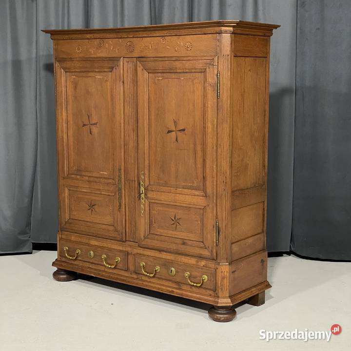 Szafa dwudrzwiowa z litego dębu intarsje Niemcy zachodniopomorskie sprzedam