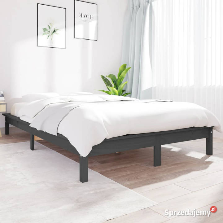 Rama łóżka szara lite drewno sosnowe 160 x 200 Warszawa