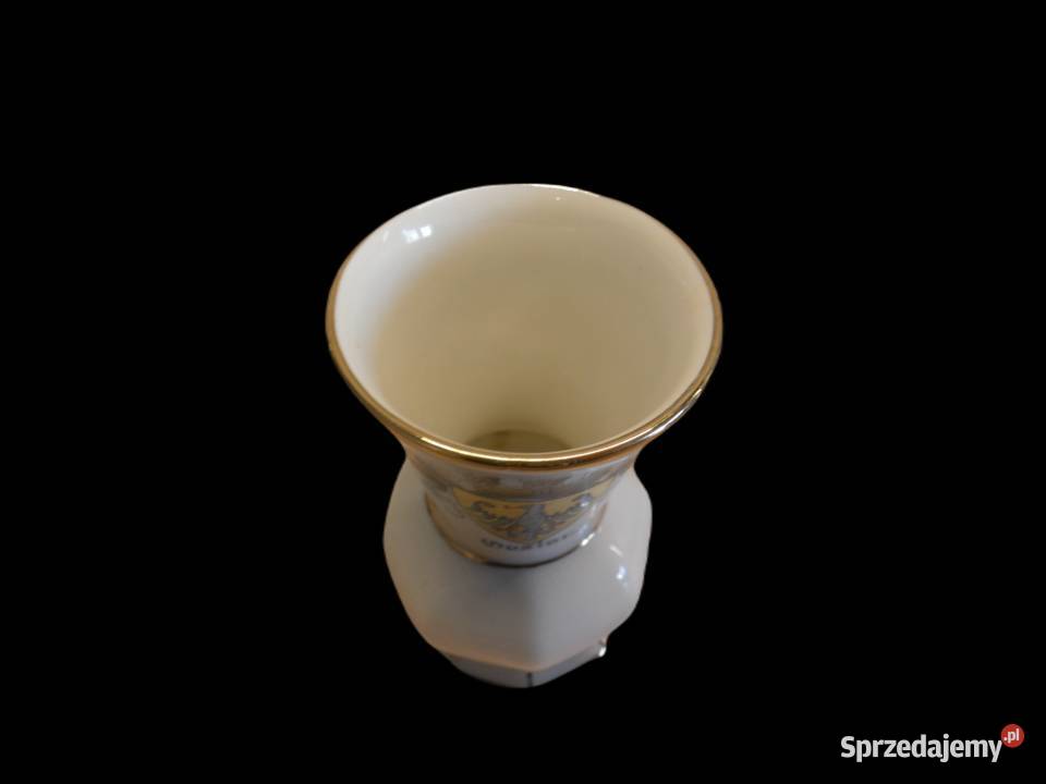 Wazon wazonik z herbem GEROLD TETTAU Porcelana i szkło Raszków