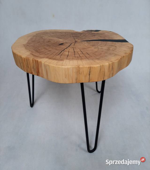 Stolik kawowy plaster drewna wiąz loft