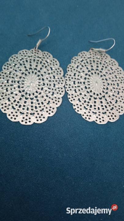 OKAZAŁE SREBRZONE KORONKOWE KOLCZYKI Piła sprzedam