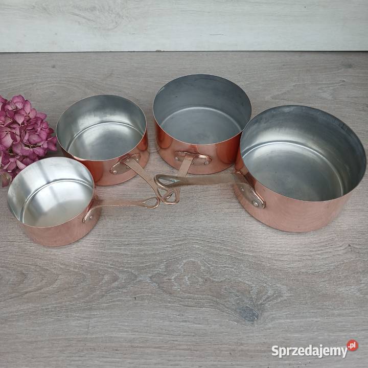 Miedziany garnek miedziane rondle komplet 4 Przybory kuchenne Warszawa