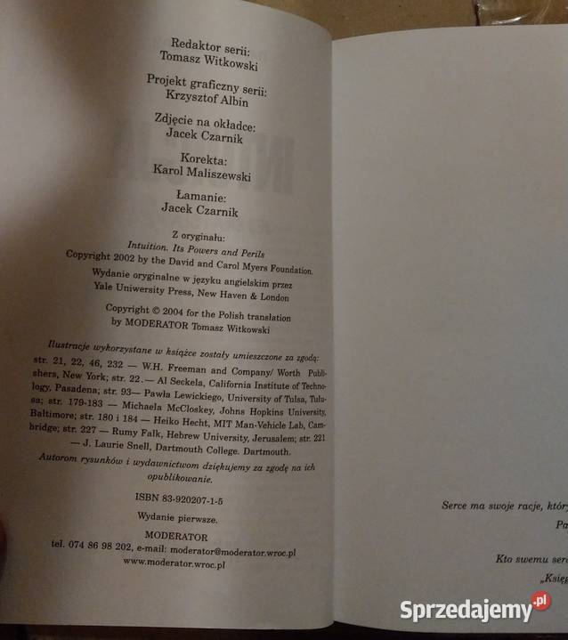 Intuicja Jej siła i słabość David G Myers NOWA Warszawa sprzedam