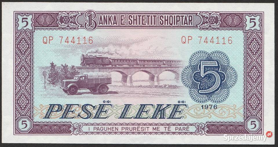 ALBANIA 5 LEKE 1976 stan bankowy UNC Łódź