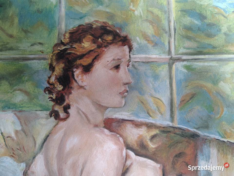 Piękny stary obraz pastel Kartuzy